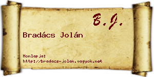 Bradács Jolán névjegykártya